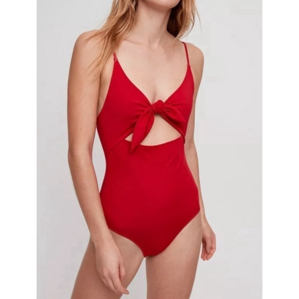 NEW ARITZIA WILFRED Red Tie-Front Bodysuit